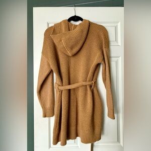 L.L. Bean Camel Knit Hooded Cardigan